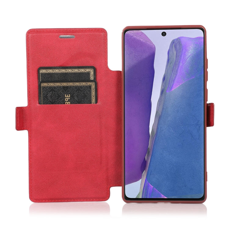 For Samsung Galaxy Note20 Push Window Double Buckle PU + Silicone Horizontal Flip Leather Case with Holder & Card Slot