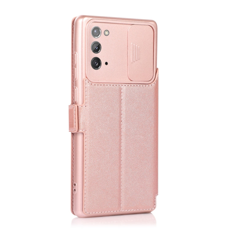 For Samsung Galaxy Note20 Push Window Double Buckle PU + Silicone Horizontal Flip Leather Case with Holder & Card Slot