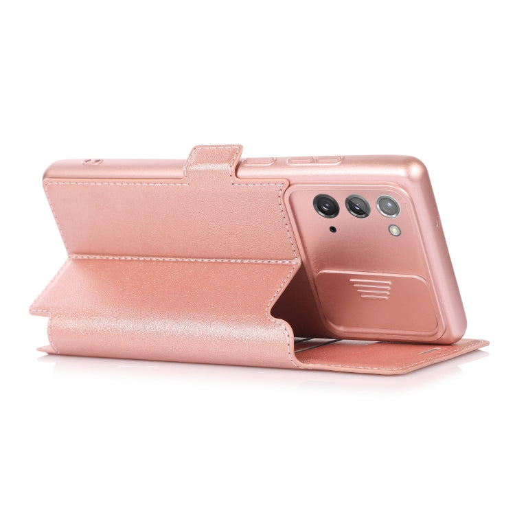 For Samsung Galaxy Note20 Push Window Double Buckle PU + Silicone Horizontal Flip Leather Case with Holder & Card Slot