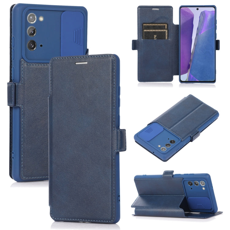 For Samsung Galaxy Note20 Push Window Double Buckle PU + Silicone Horizontal Flip Leather Case with Holder & Card Slot