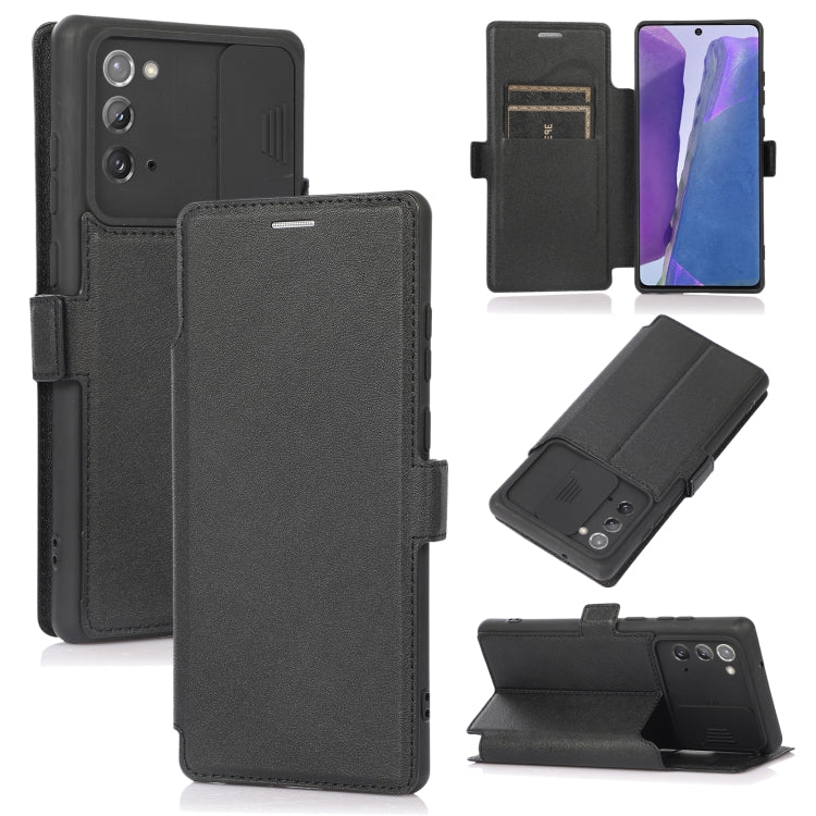 For Samsung Galaxy Note20 Push Window Double Buckle PU + Silicone Horizontal Flip Leather Case with Holder & Card Slot