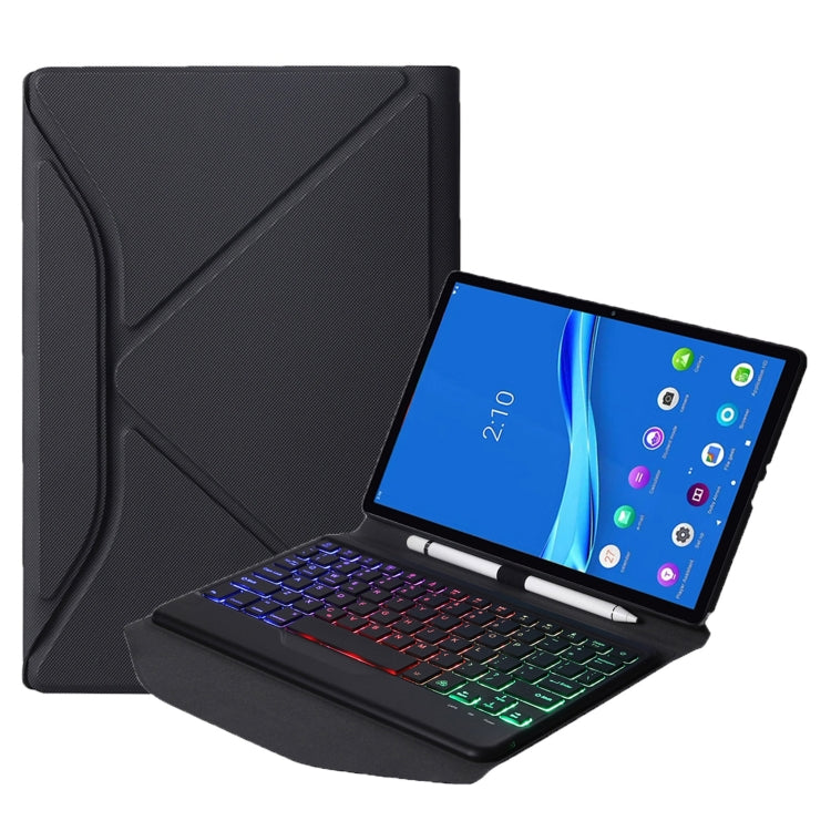BM10S Backlight Edition Diamond Texture Detachable Bluetooth Keyboard Leather Tablet Case with Pen Slot & Triangular Back Support For Lenovo Smart Tab M10 HPD Plus TB-X606F 10.3 inch