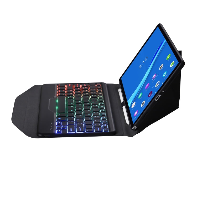 BM10S Backlight Edition Diamond Texture Detachable Bluetooth Keyboard Leather Tablet Case with Pen Slot & Triangular Back Support For Lenovo Smart Tab M10 HPD Plus TB-X606F 10.3 inch