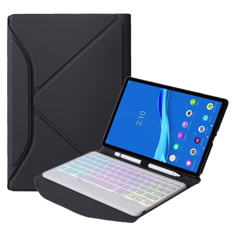 BM10S Backlight Edition Diamond Texture Detachable Bluetooth Keyboard Leather Tablet Case with Pen Slot & Triangular Back Support For Lenovo Smart Tab M10 HPD Plus TB-X606F 10.3 inch