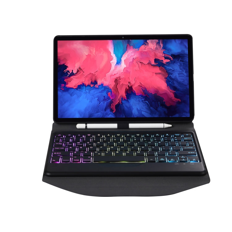 BM12S Backlight Edition Diamond Texture Detachable Bluetooth Keyboard Leather Tablet Case with Pen Slot & Triangular Back Support For Lenovo Pad Plus 11 inch TB-J607F / Tab P11 11 inch TB-J606F