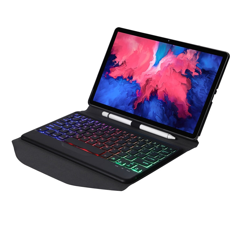 BM12S Backlight Edition Diamond Texture Detachable Bluetooth Keyboard Leather Tablet Case with Pen Slot & Triangular Back Support For Lenovo Pad Plus 11 inch TB-J607F / Tab P11 11 inch TB-J606F