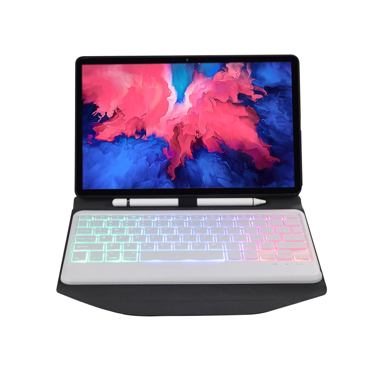 BM12S Backlight Edition Diamond Texture Detachable Bluetooth Keyboard Leather Tablet Case with Pen Slot & Triangular Back Support For Lenovo Pad Plus 11 inch TB-J607F / Tab P11 11 inch TB-J606F