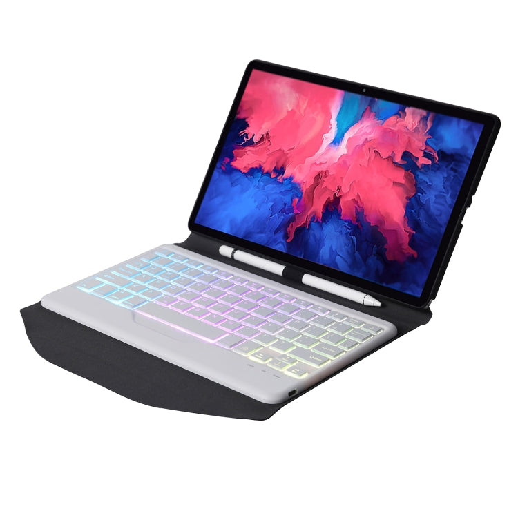 BM12S Backlight Edition Diamond Texture Detachable Bluetooth Keyboard Leather Tablet Case with Pen Slot & Triangular Back Support For Lenovo Pad Plus 11 inch TB-J607F / Tab P11 11 inch TB-J606F