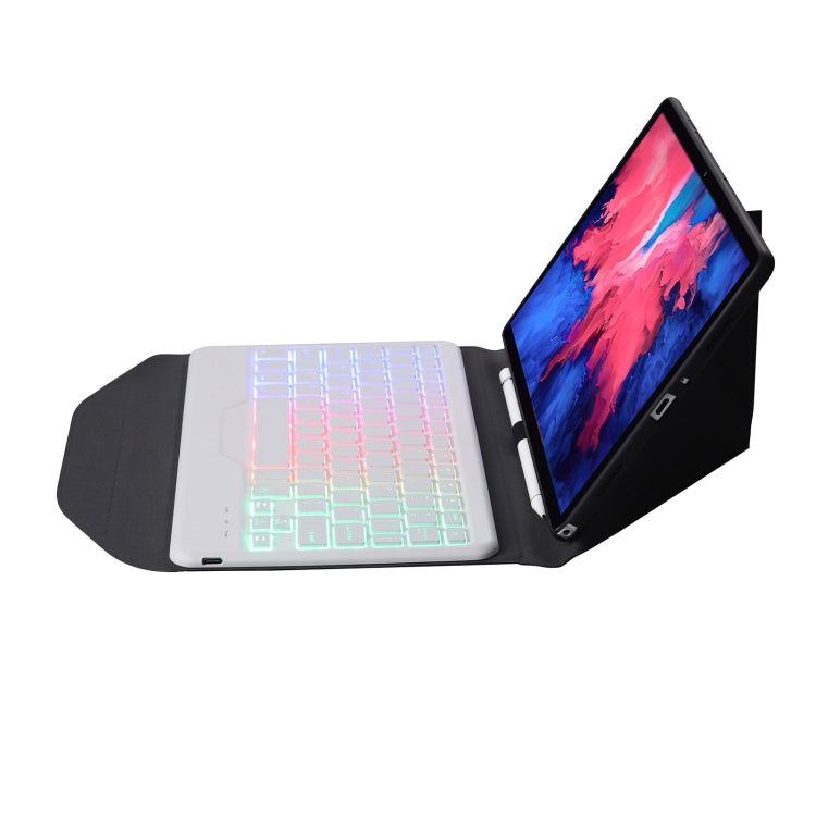 BM12S Backlight Edition Diamond Texture Detachable Bluetooth Keyboard Leather Tablet Case with Pen Slot & Triangular Back Support For Lenovo Pad Plus 11 inch TB-J607F / Tab P11 11 inch TB-J606F