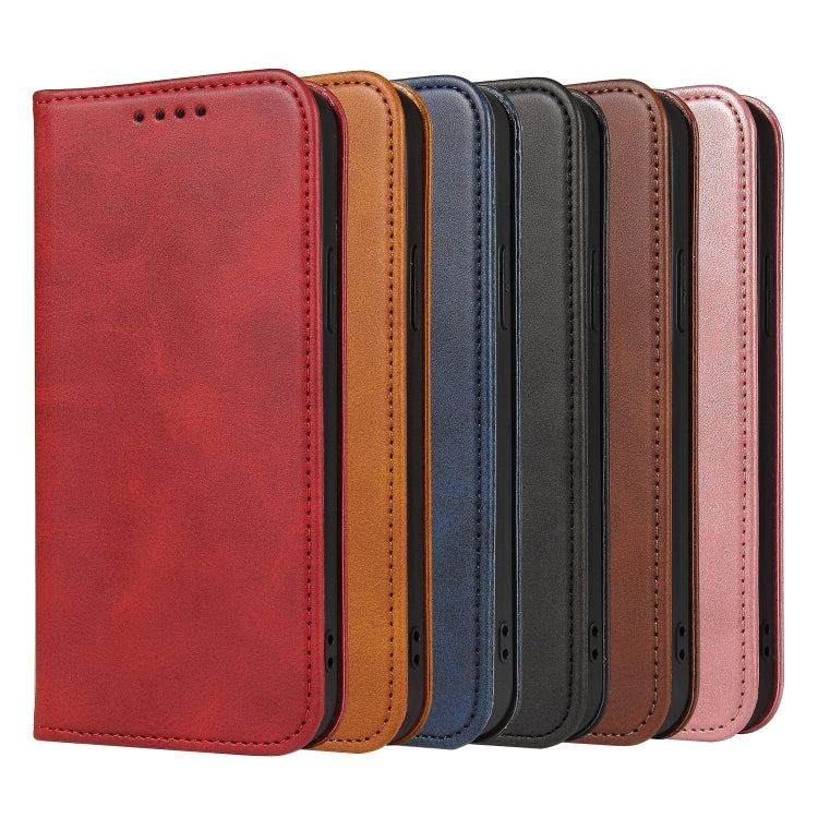 For iPhone 13 mini Calf Texture Magnetic Horizontal Flip Leather Case with Holder & Card Slots & Wallet