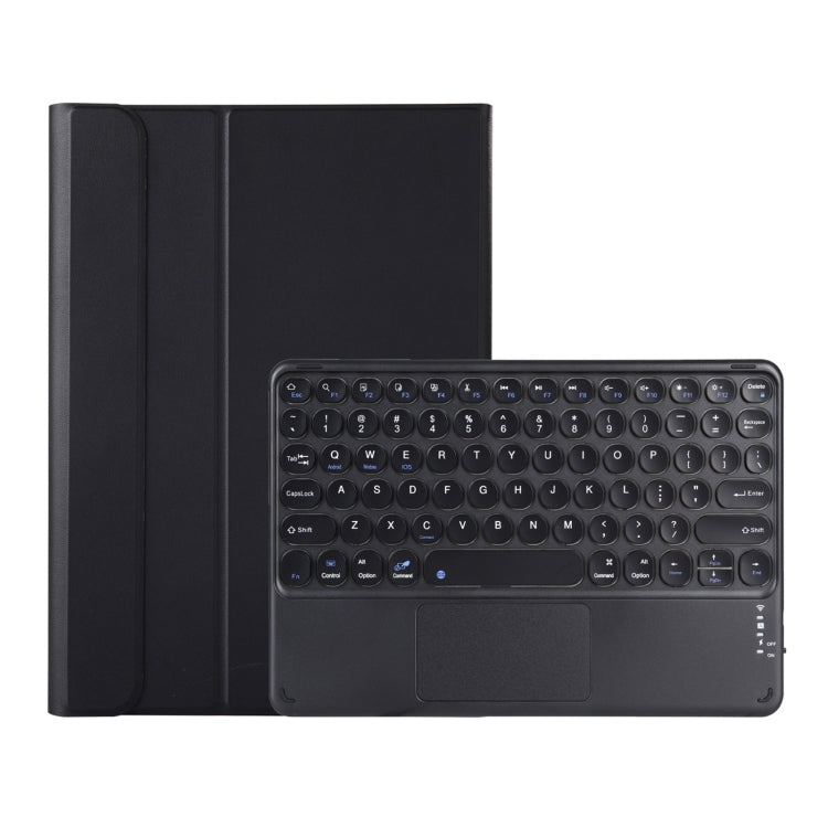 Y0N5-A TPU Tablet Case Lambskin Texture Round Keycap Bluetooth Keyboard Leather Tablet Case with Holder & Touchpad For Xiaomi Pad 5 / 5 Pro