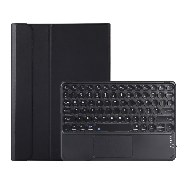 Y0N5-A TPU Tablet Case Lambskin Texture Round Keycap Bluetooth Keyboard Leather Tablet Case with Holder & Touchpad For Xiaomi Pad 5 / 5 Pro
