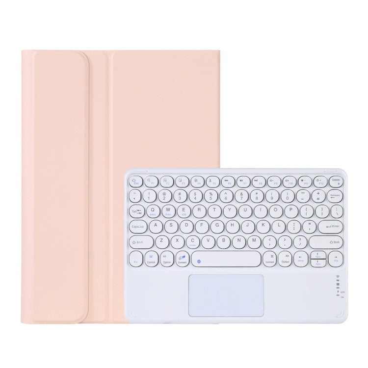 Y0N5-A TPU Tablet Case Lambskin Texture Round Keycap Bluetooth Keyboard Leather Tablet Case with Holder & Touchpad For Xiaomi Pad 5 / 5 Pro