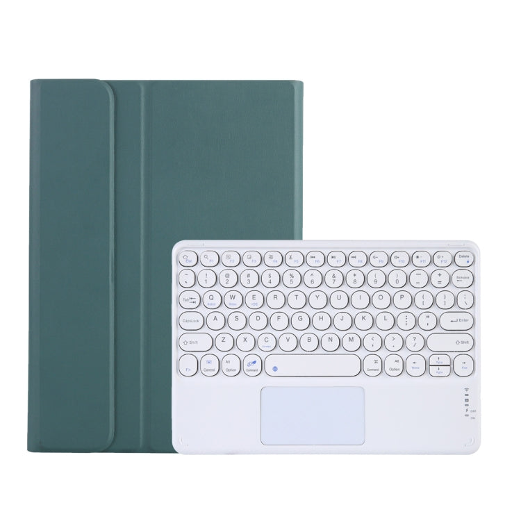 Y0N5-A TPU Tablet Case Lambskin Texture Round Keycap Bluetooth Keyboard Leather Tablet Case with Holder & Touchpad For Xiaomi Pad 5 / 5 Pro