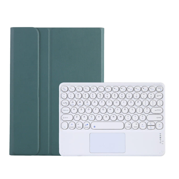 Y0N5-A TPU Tablet Case Lambskin Texture Round Keycap Bluetooth Keyboard Leather Tablet Case with Holder & Touchpad For Xiaomi Pad 5 / 5 Pro