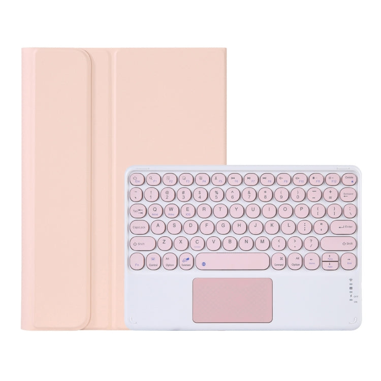 Y0N5-A TPU Tablet Case Lambskin Texture Round Keycap Bluetooth Keyboard Leather Tablet Case with Holder & Touchpad For Xiaomi Pad 5 / 5 Pro