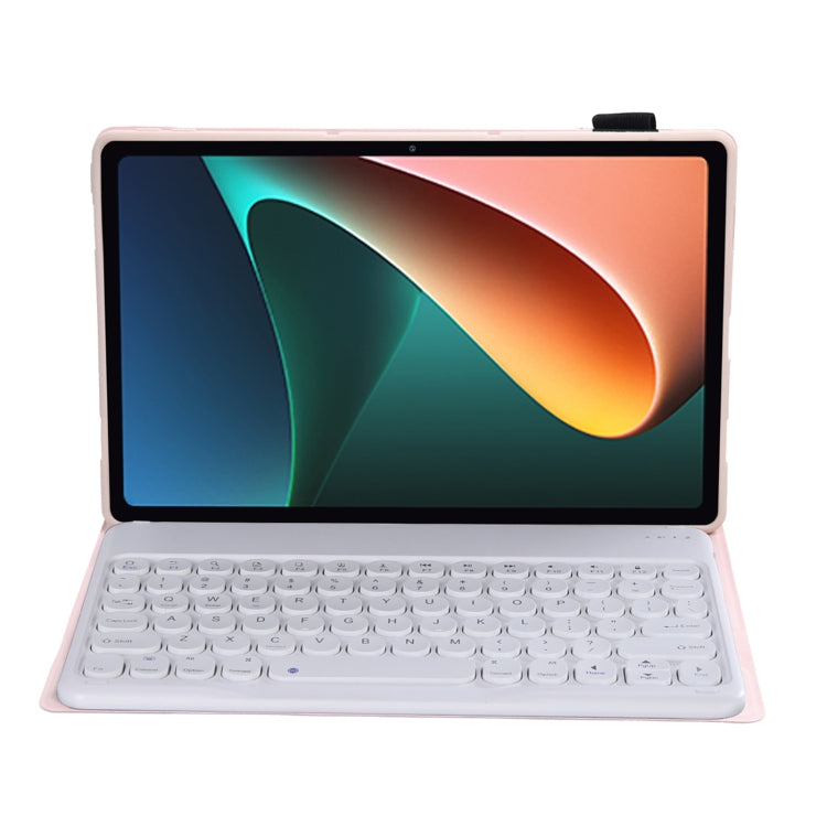 Y0N5 TPU Tablet Case Lambskin Texture Round Keycap Bluetooth Keyboard Leather Tablet Case with Holder For Xiaomi Pad 5 / 5 Pro