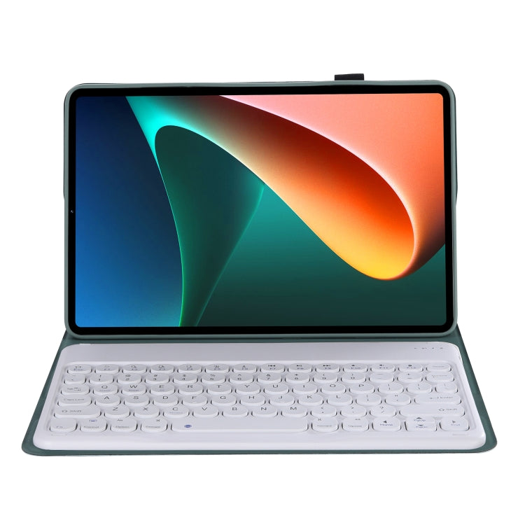 Y0N5 TPU Tablet Case Lambskin Texture Round Keycap Bluetooth Keyboard Leather Tablet Case with Holder For Xiaomi Pad 5 / 5 Pro