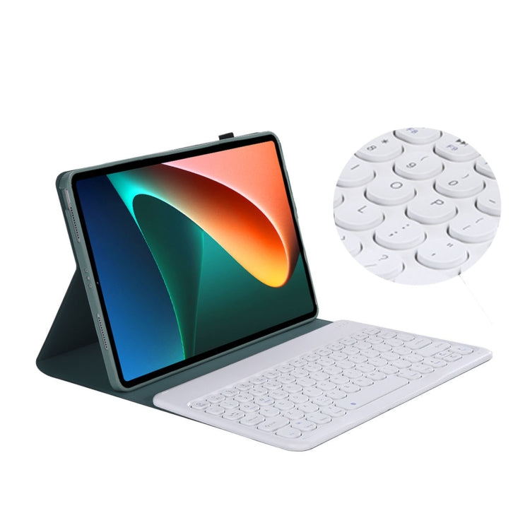 Y0N5 TPU Tablet Case Lambskin Texture Round Keycap Bluetooth Keyboard Leather Tablet Case with Holder For Xiaomi Pad 5 / 5 Pro