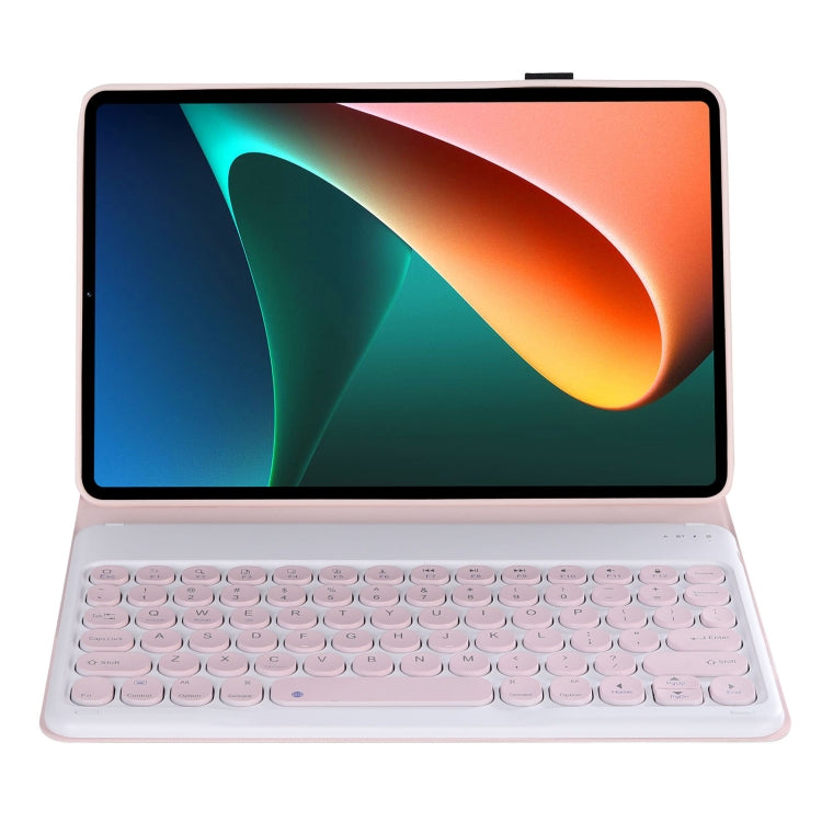 Y0N5 TPU Tablet Case Lambskin Texture Round Keycap Bluetooth Keyboard Leather Tablet Case with Holder For Xiaomi Pad 5 / 5 Pro