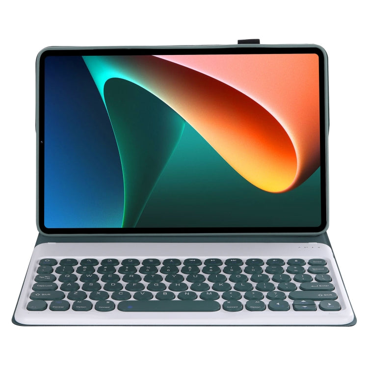 Y0N5 TPU Tablet Case Lambskin Texture Round Keycap Bluetooth Keyboard Leather Tablet Case with Holder For Xiaomi Pad 5 / 5 Pro