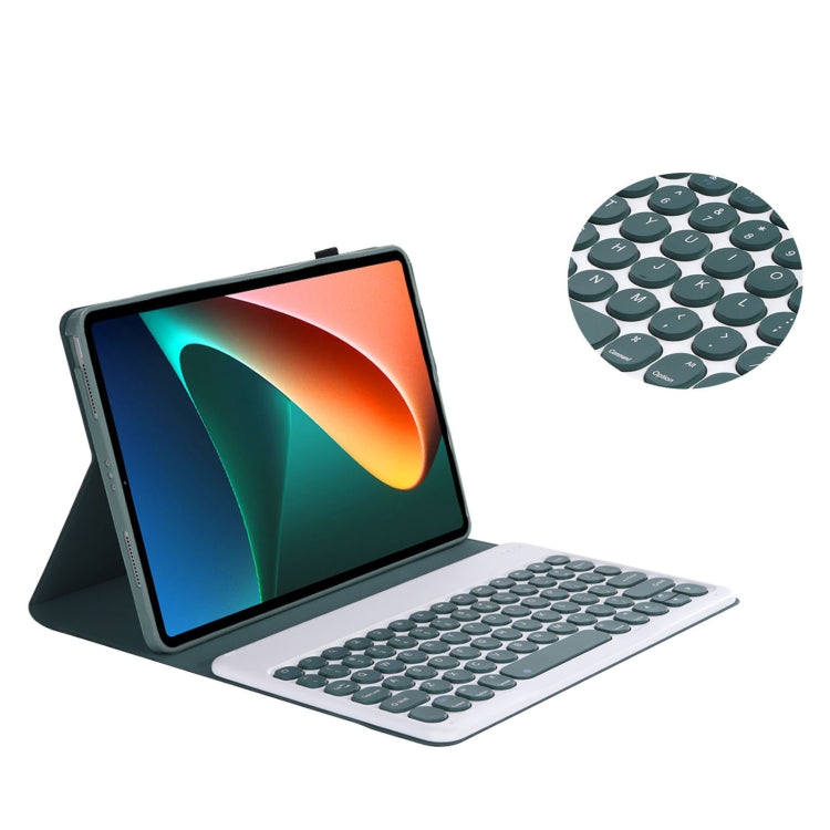 Y0N5 TPU Tablet Case Lambskin Texture Round Keycap Bluetooth Keyboard Leather Tablet Case with Holder For Xiaomi Pad 5 / 5 Pro