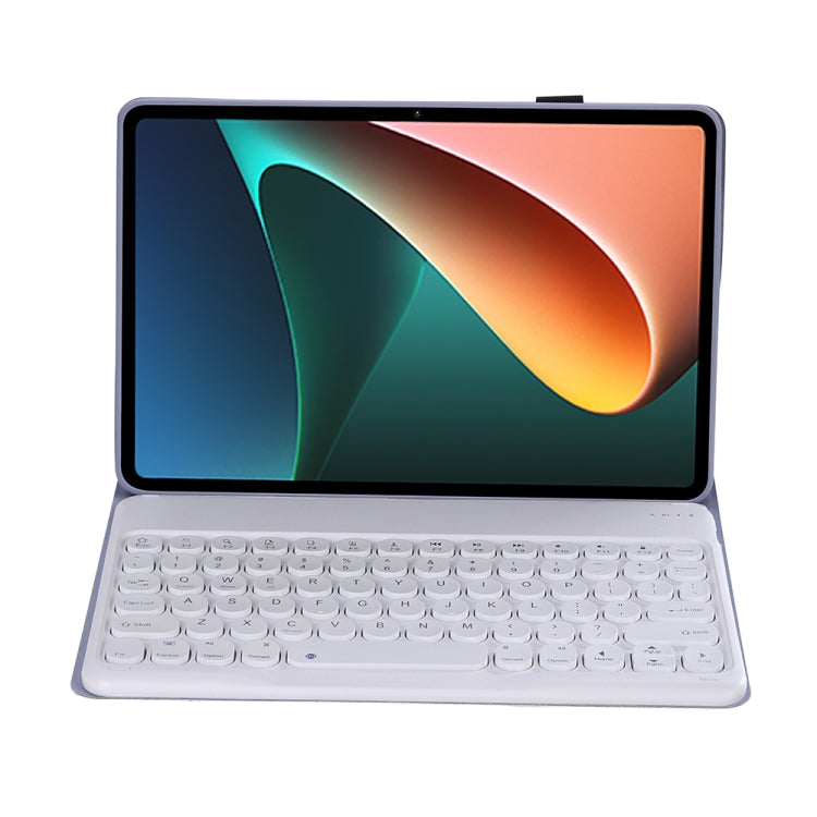 Y0N5 TPU Tablet Case Lambskin Texture Round Keycap Bluetooth Keyboard Leather Tablet Case with Holder For Xiaomi Pad 5 / 5 Pro