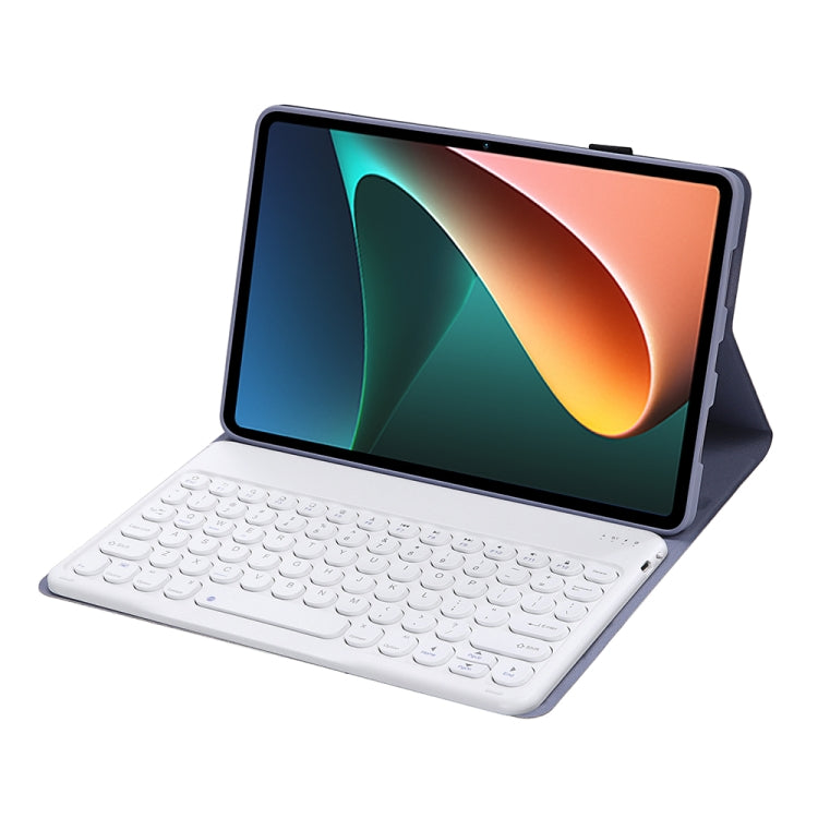 Y0N5 TPU Tablet Case Lambskin Texture Round Keycap Bluetooth Keyboard Leather Tablet Case with Holder For Xiaomi Pad 5 / 5 Pro