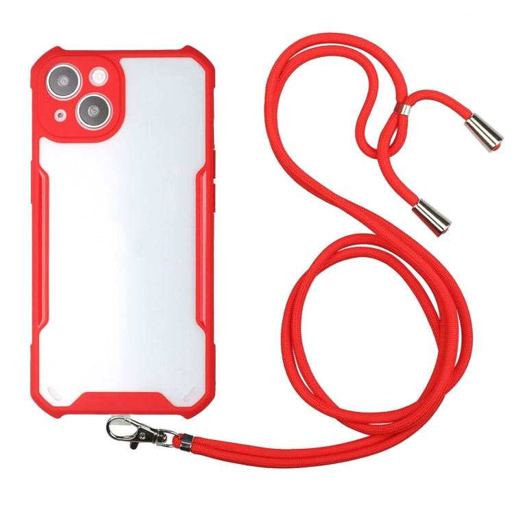 For iPhone 13 Acrylic + Color TPU Shockproof Case with Neck Lanyard