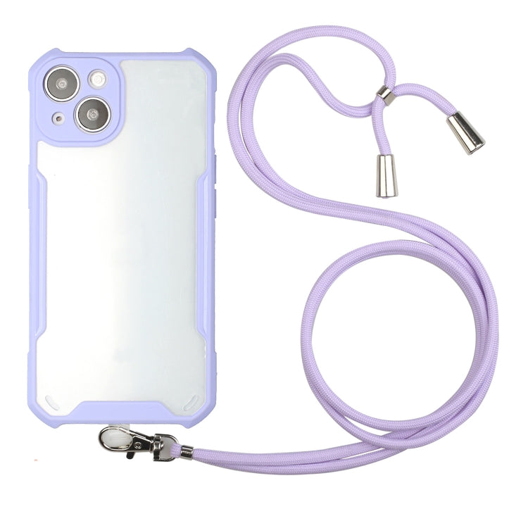 For iPhone 13 Acrylic + Color TPU Shockproof Case with Neck Lanyard