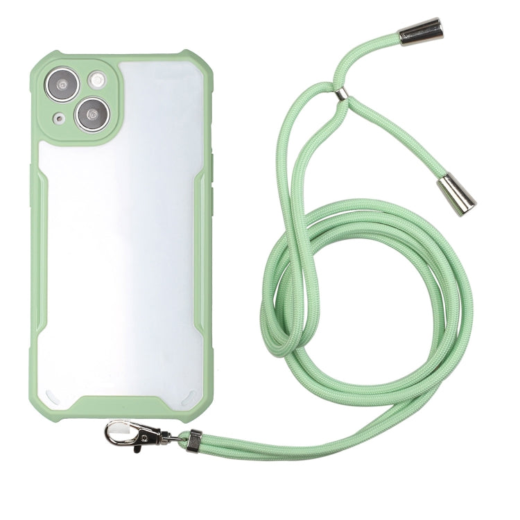 For iPhone 13 Acrylic + Color TPU Shockproof Case with Neck Lanyard