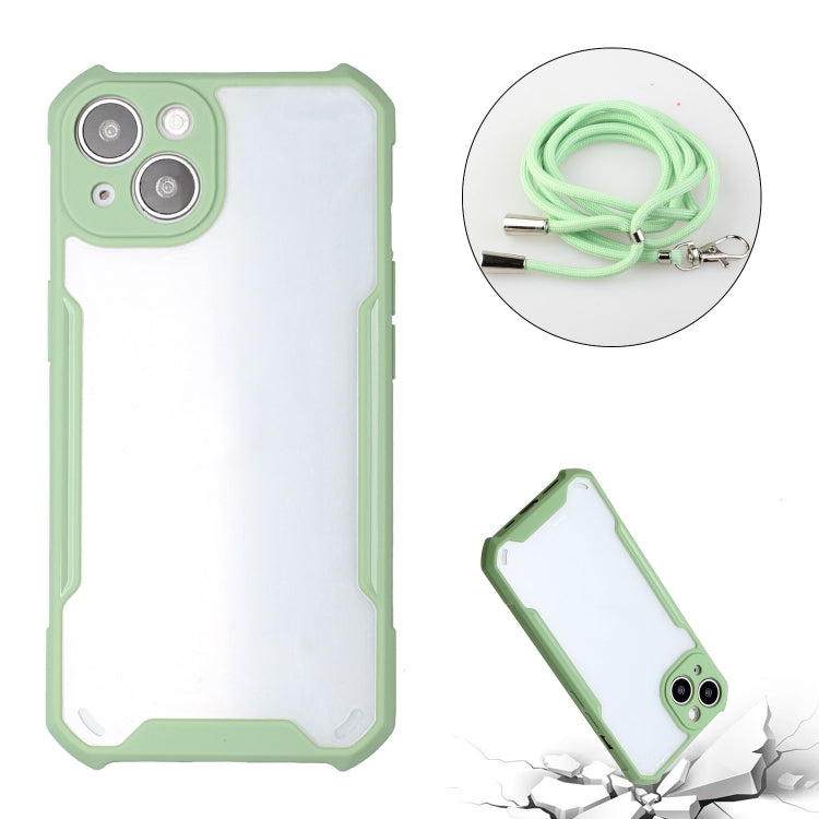 For iPhone 13 Acrylic + Color TPU Shockproof Case with Neck Lanyard
