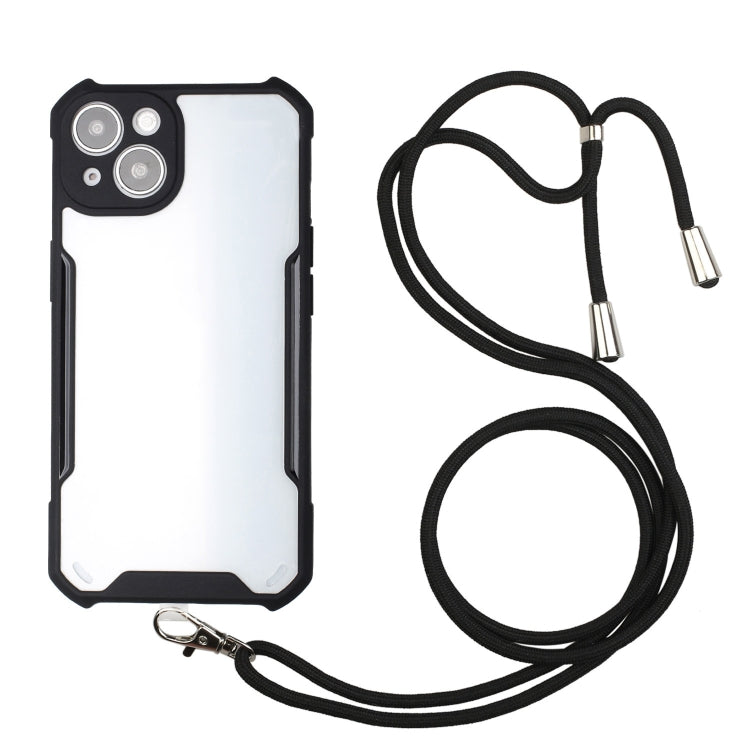 For iPhone 13 Acrylic + Color TPU Shockproof Case with Neck Lanyard