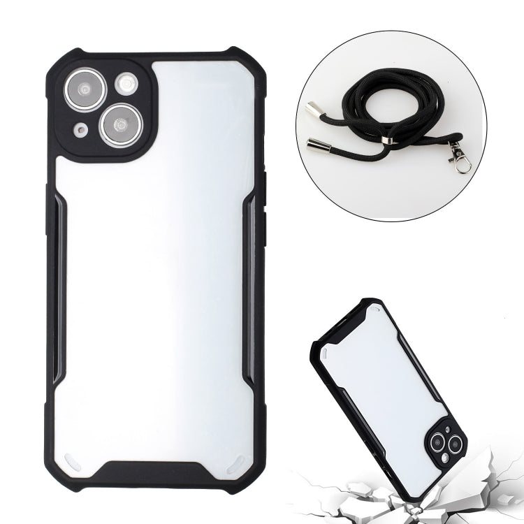 For iPhone 13 Acrylic + Color TPU Shockproof Case with Neck Lanyard
