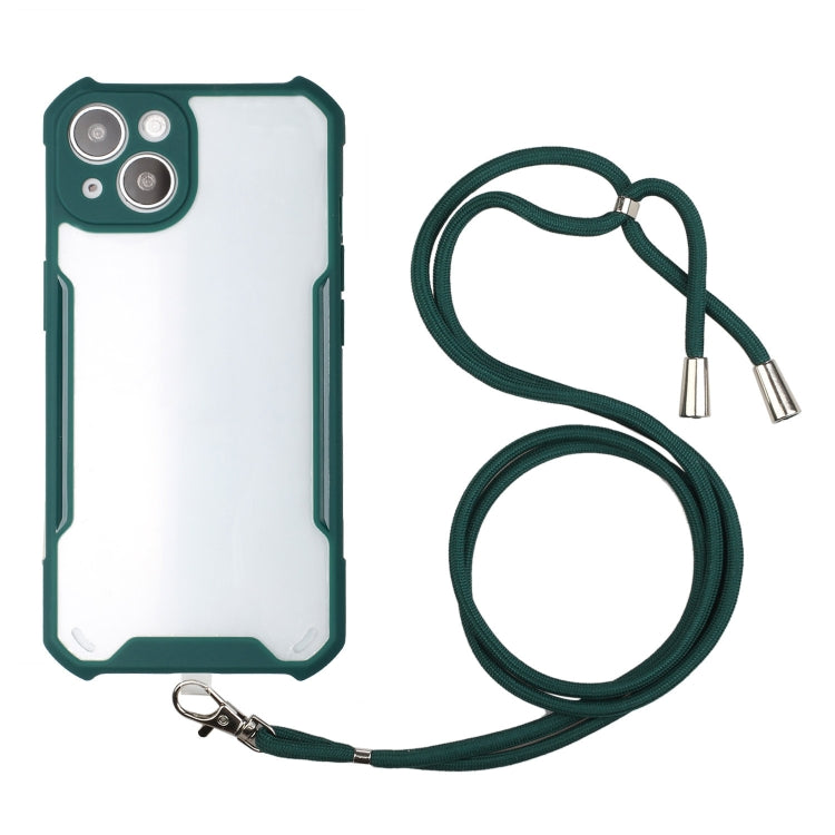 For iPhone 13 Acrylic + Color TPU Shockproof Case with Neck Lanyard