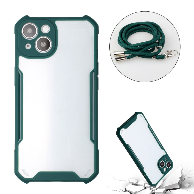 For iPhone 13 Acrylic + Color TPU Shockproof Case with Neck Lanyard