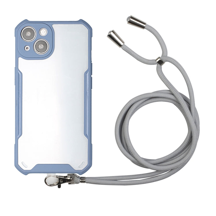 For iPhone 13 Acrylic + Color TPU Shockproof Case with Neck Lanyard