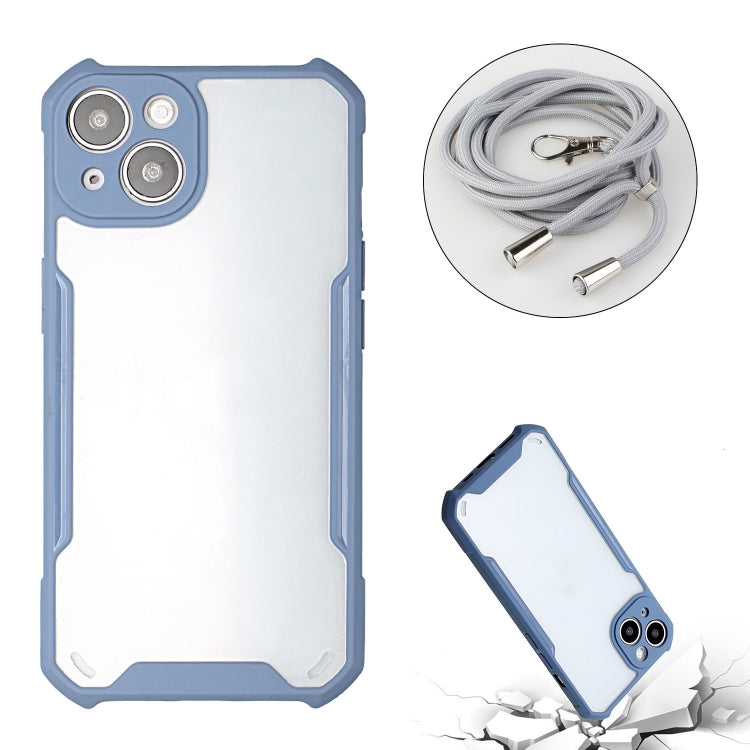 For iPhone 13 Acrylic + Color TPU Shockproof Case with Neck Lanyard