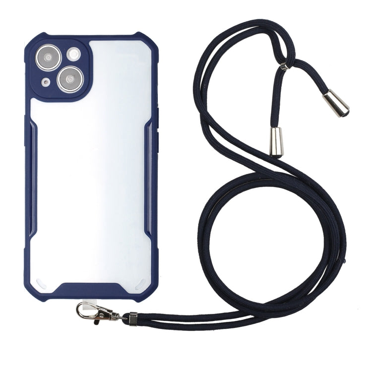 For iPhone 13 Acrylic + Color TPU Shockproof Case with Neck Lanyard