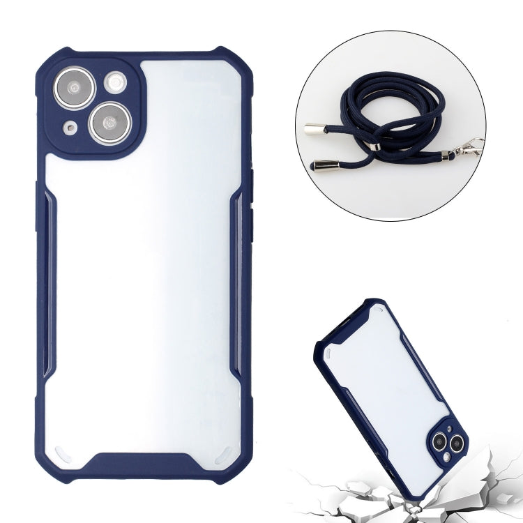 For iPhone 13 Acrylic + Color TPU Shockproof Case with Neck Lanyard