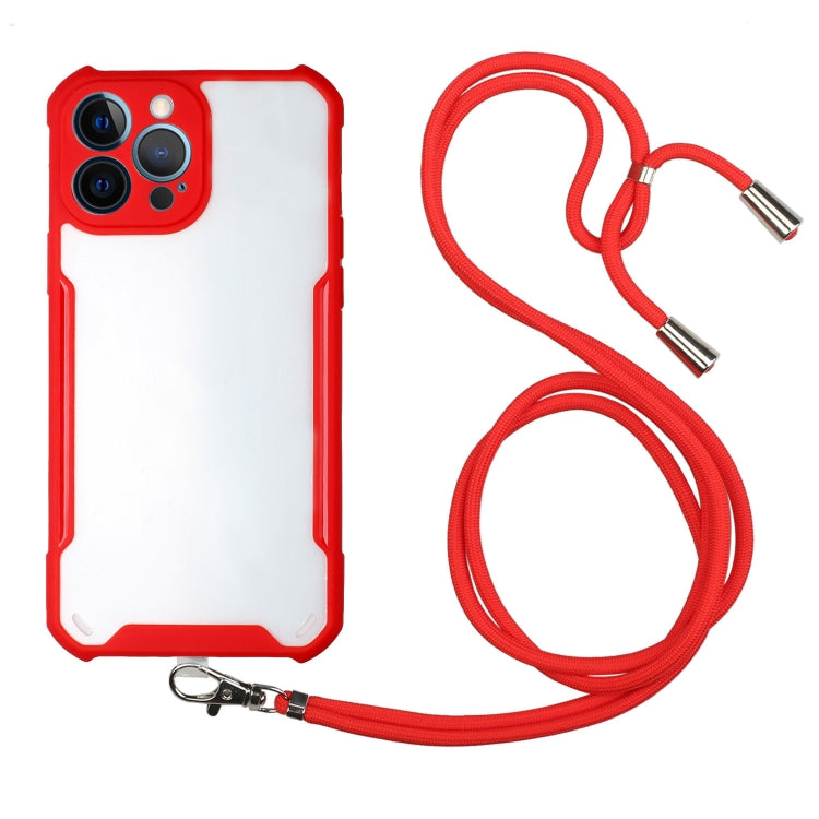 For iPhone 13 Pro Acrylic + Color TPU Shockproof Case with Neck Lanyard