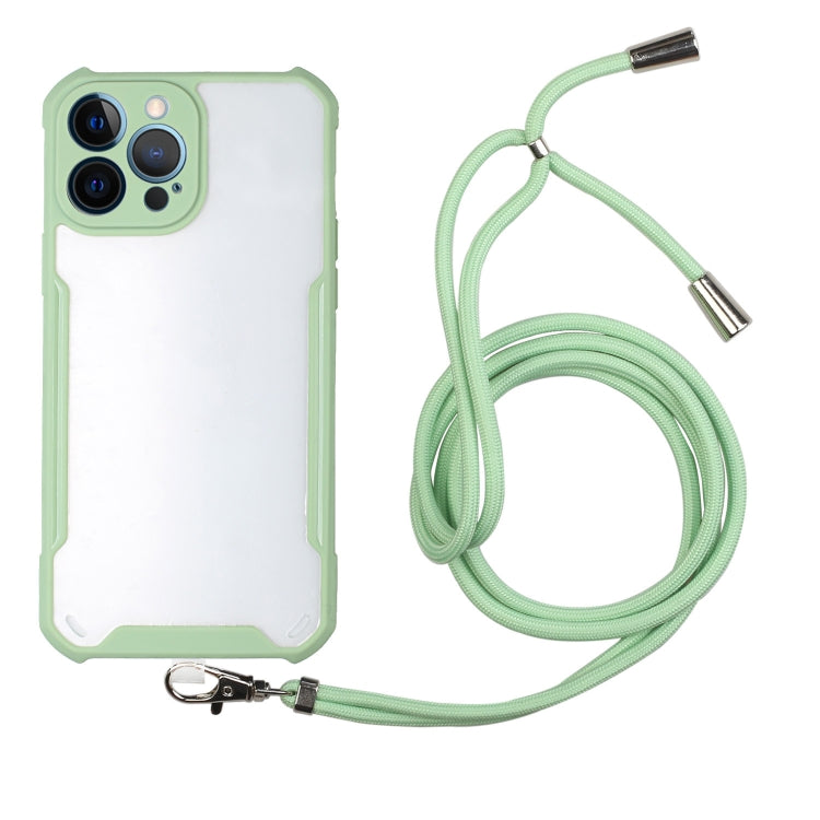 For iPhone 13 Pro Acrylic + Color TPU Shockproof Case with Neck Lanyard