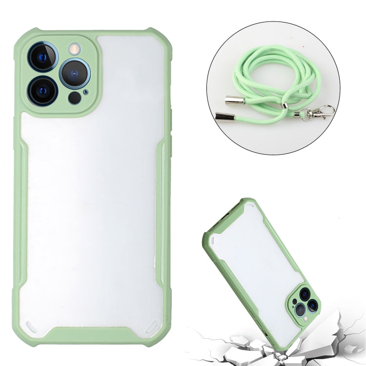 For iPhone 13 Pro Acrylic + Color TPU Shockproof Case with Neck Lanyard