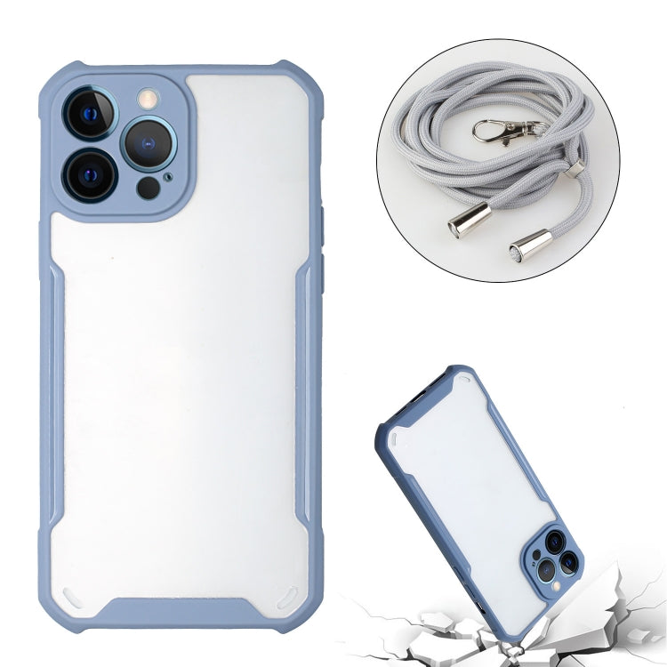 For iPhone 13 Pro Acrylic + Color TPU Shockproof Case with Neck Lanyard