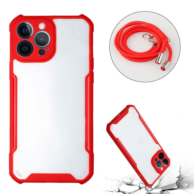 For iPhone 13 Pro Max Acrylic + Color TPU Shockproof Case with Neck Lanyard