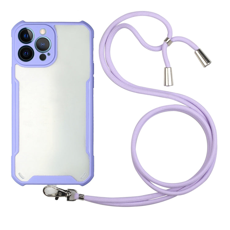 For iPhone 13 Pro Max Acrylic + Color TPU Shockproof Case with Neck Lanyard