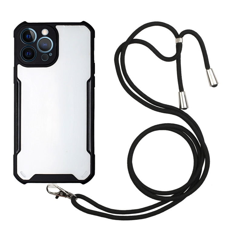 For iPhone 13 Pro Max Acrylic + Color TPU Shockproof Case with Neck Lanyard