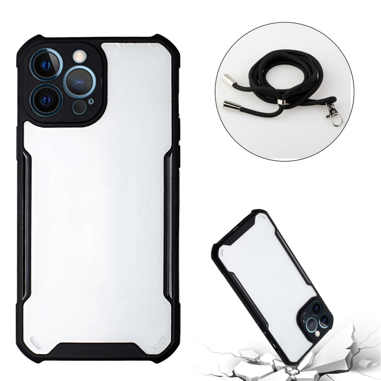 For iPhone 13 Pro Max Acrylic + Color TPU Shockproof Case with Neck Lanyard
