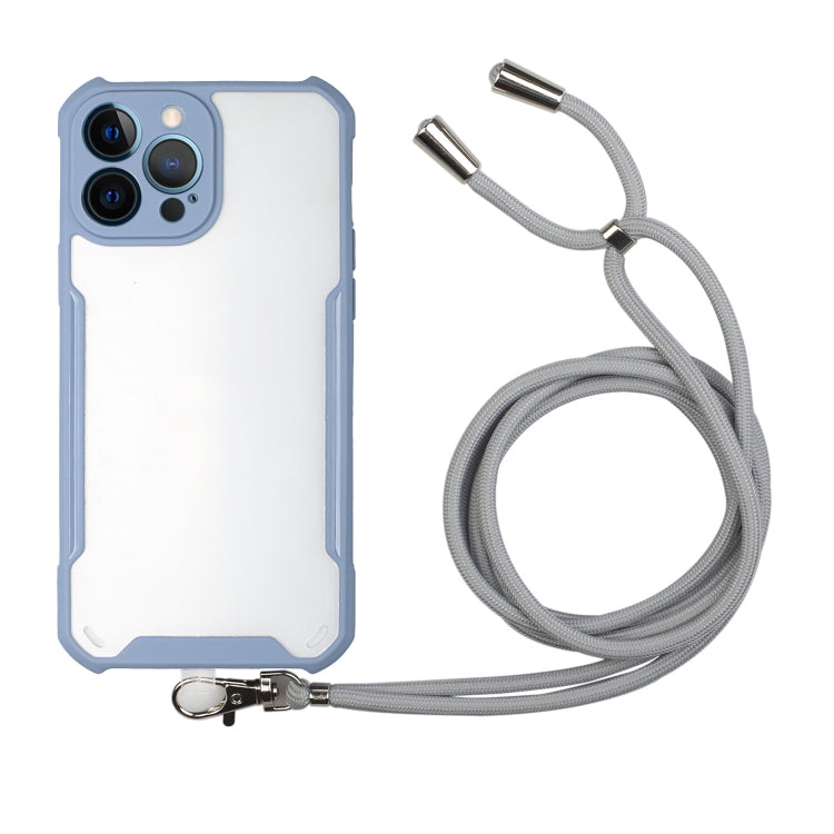 For iPhone 13 Pro Max Acrylic + Color TPU Shockproof Case with Neck Lanyard