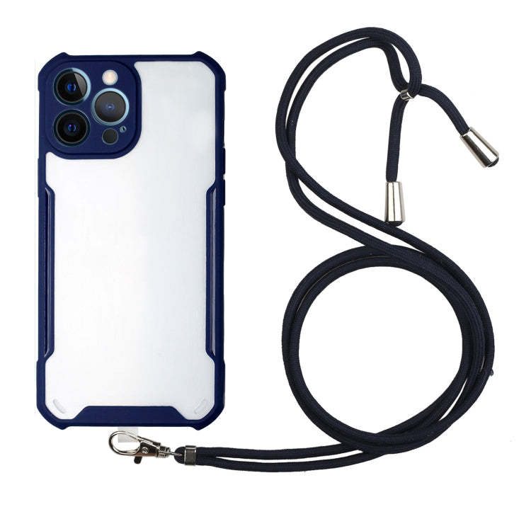 For iPhone 13 Pro Max Acrylic + Color TPU Shockproof Case with Neck Lanyard
